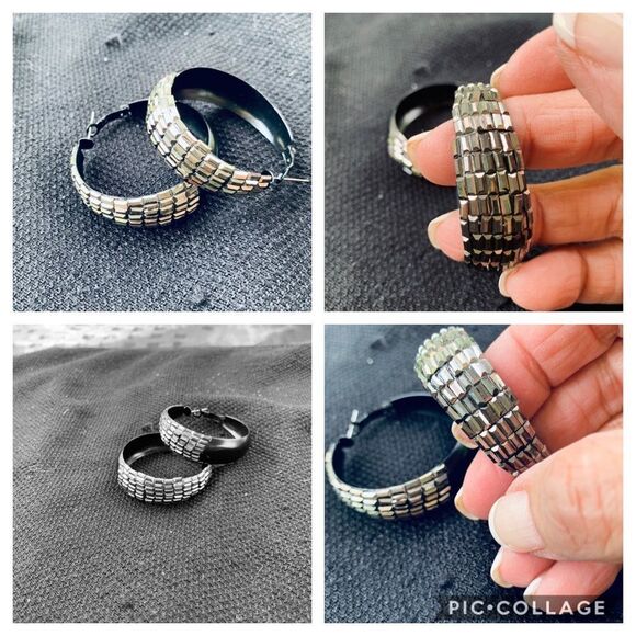 Silver Huggie Hoop Earings NWOT - Picture 1 of 7